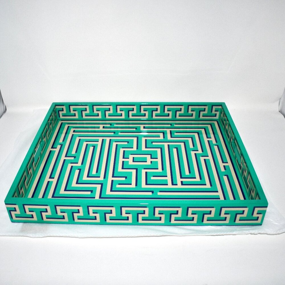 Jonathon Adler Labyrinth Lacquer Tray in Neon Classical # 35132 Details:  Crafte